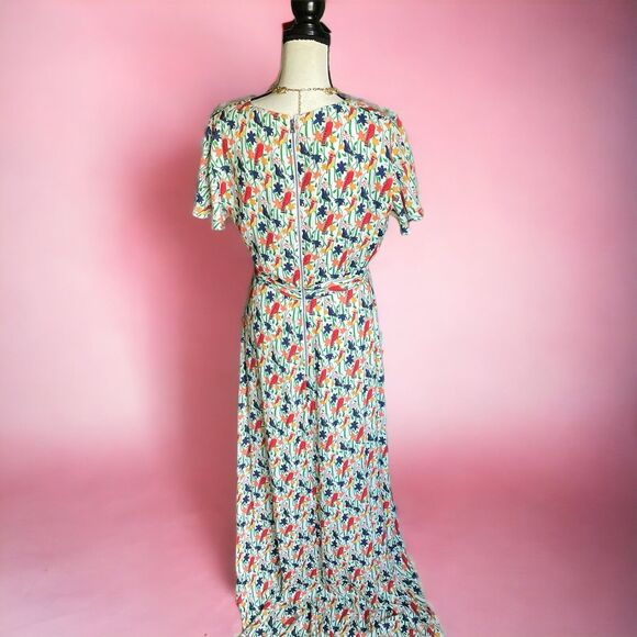 Alice + Olivia Adrianna Bird Party Cream Multicolor Dress 12 NEW - Picture 9 of 10